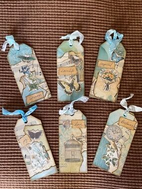 Beautiful Handmade Tags For Special Gifts, Junk Journals, Collages- Set of 6